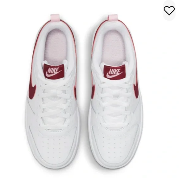 Nike Court Borough Low 2 NWOB "White Dark Beetroot " Sneakers size US 5.5Y - Picture 5 of 17
